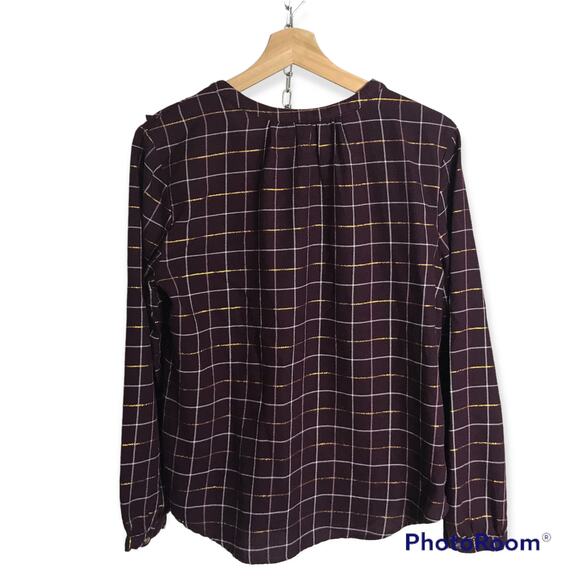 3/$20 Sonoma Women's PL Petite Large Wine Color Long Sleeved Button Up Blouse - Picture 2 of 10